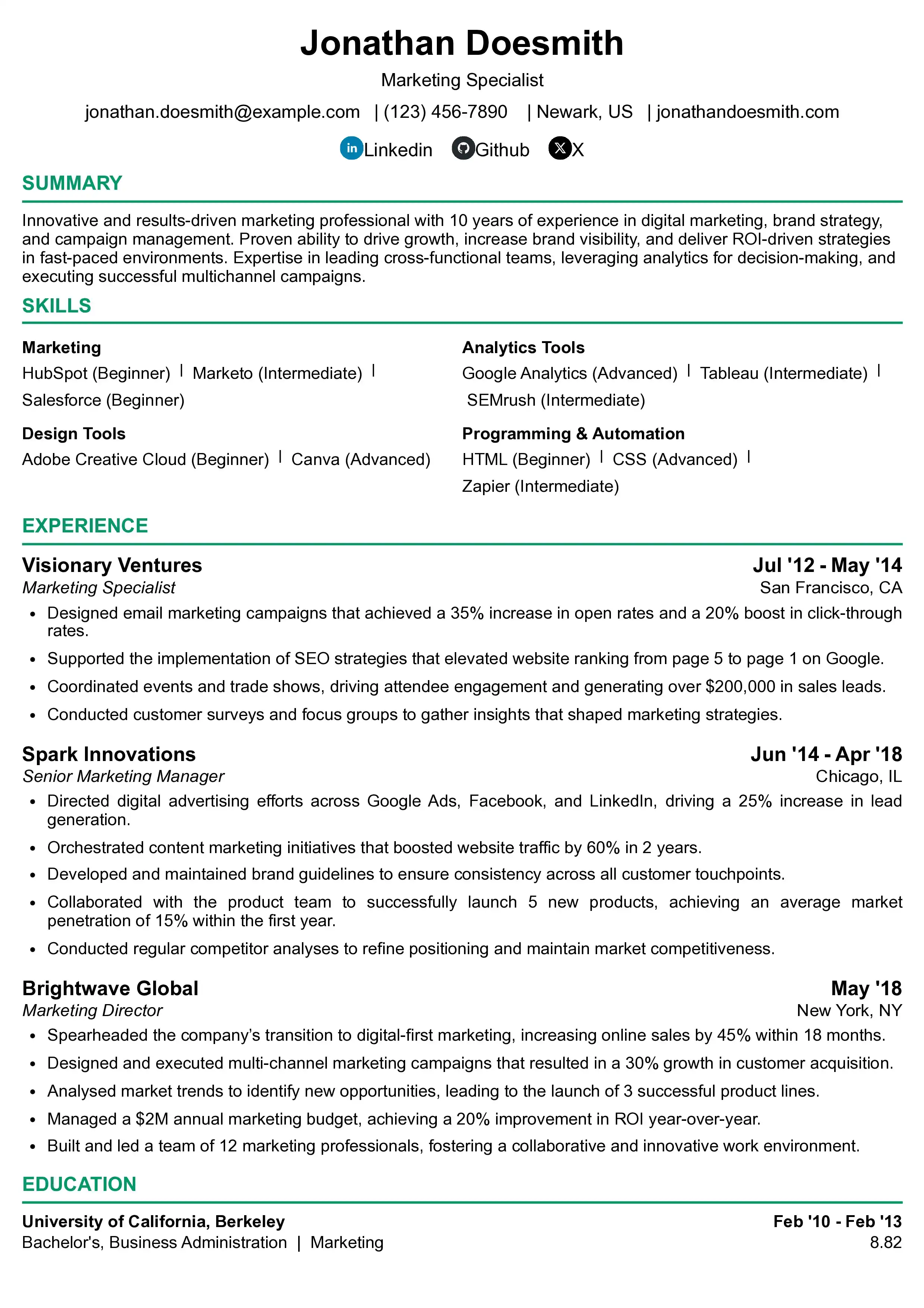 Wibblit Resume Editor Template 1
