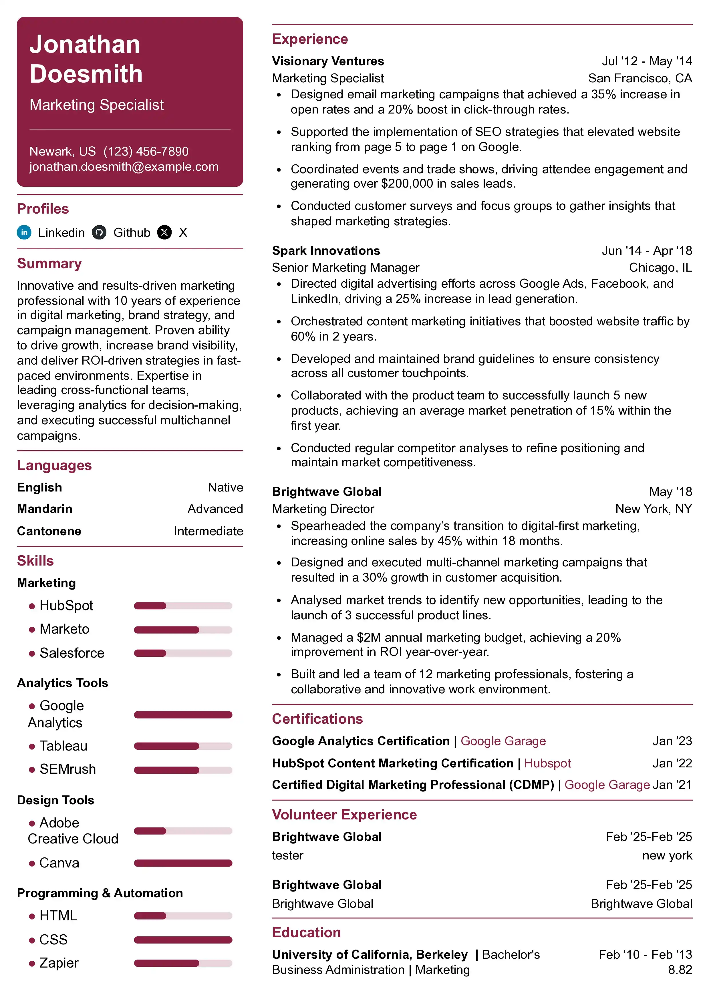 Wibblit Resume Editor Template 2