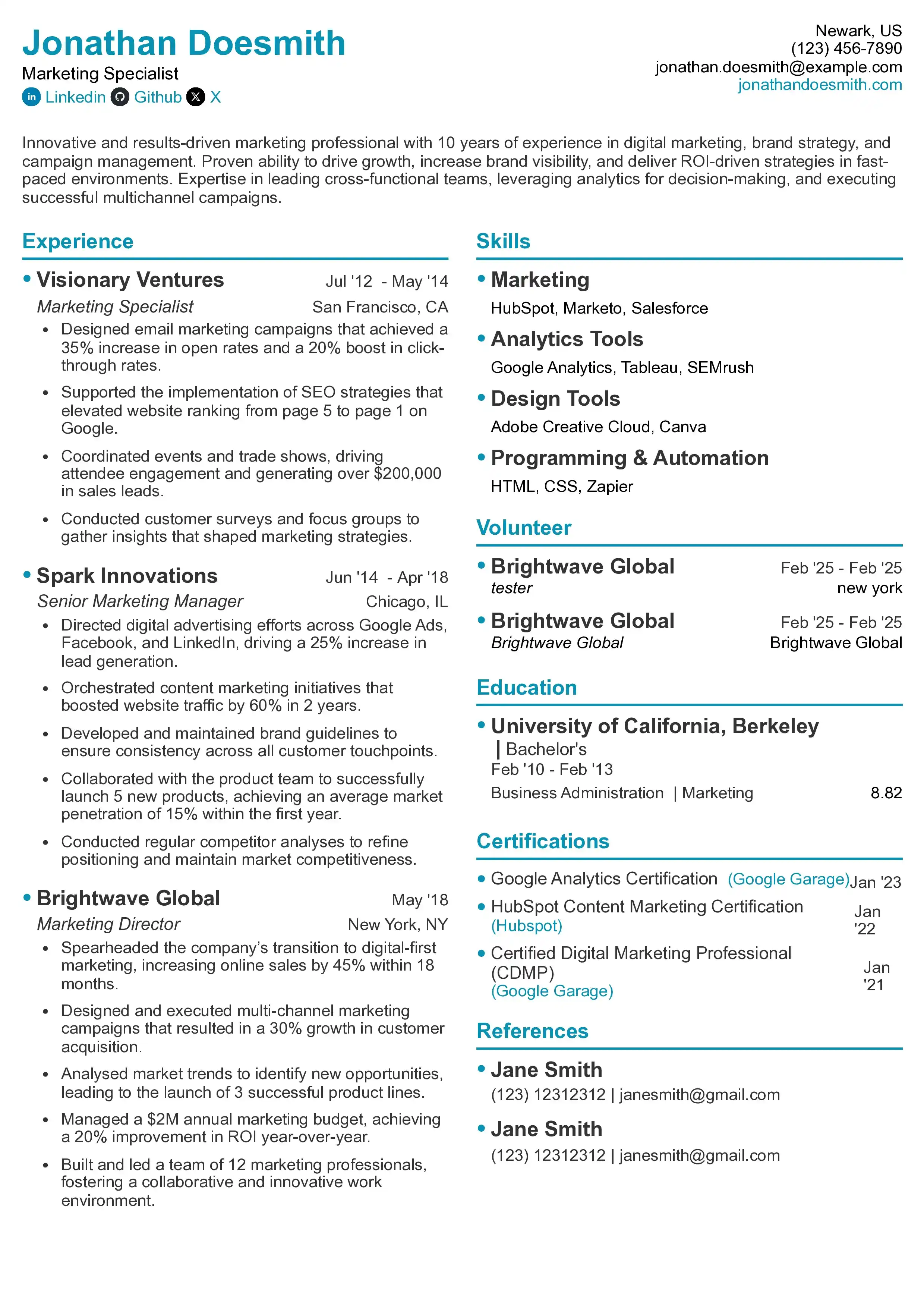 Wibblit Resume Editor Template 4