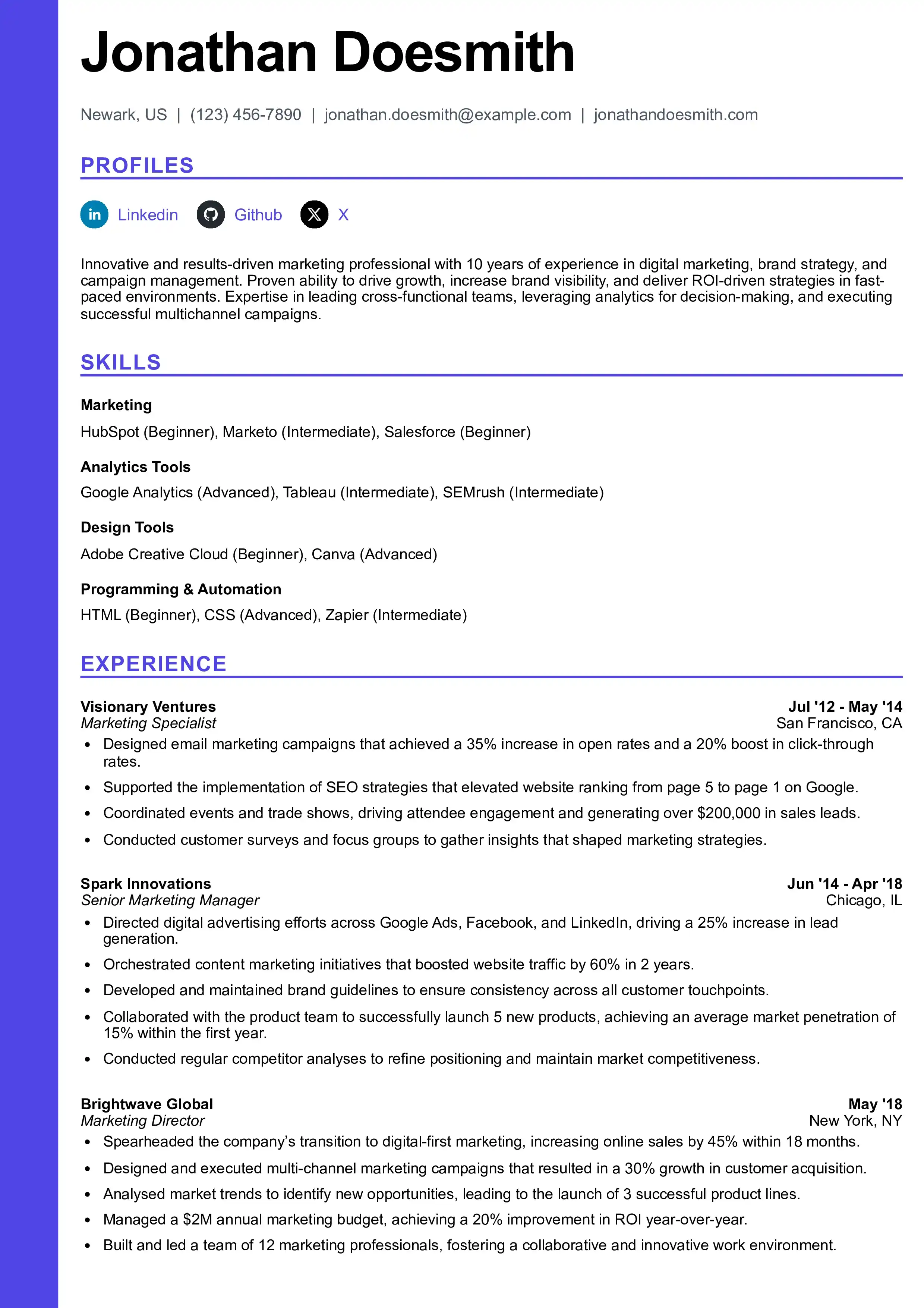 Wibblit Resume Editor Template 6